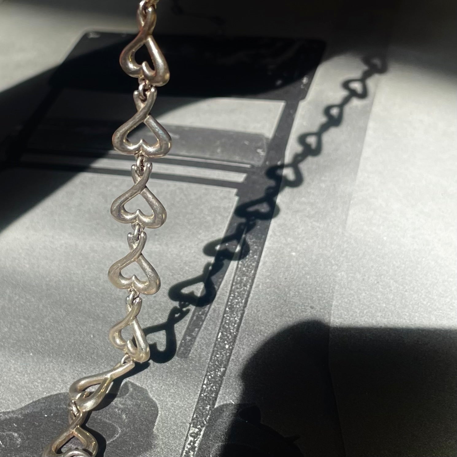 Vintage Silver 925 Open Heart Link Bracelet
