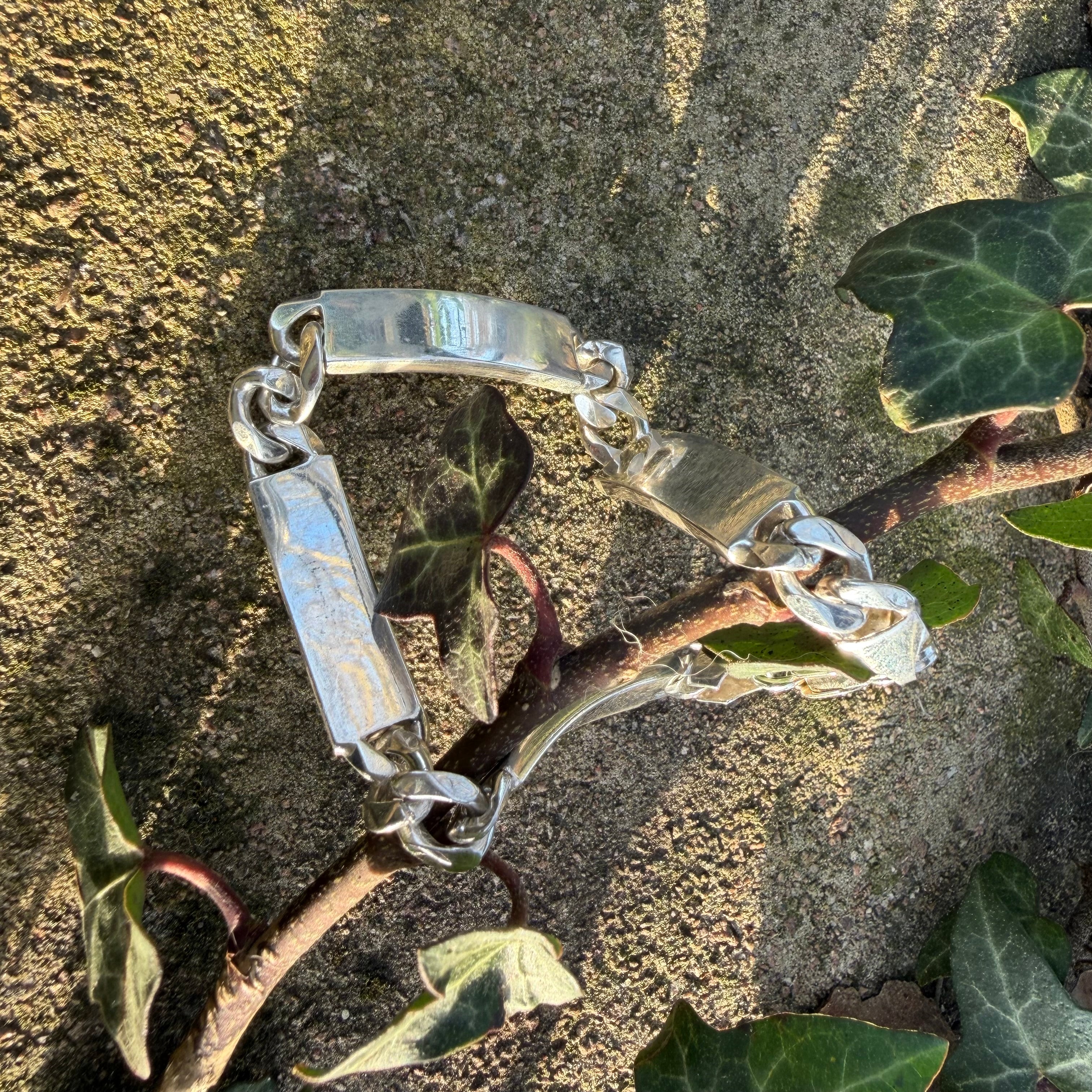 Silver 925 ID Bracelet with 4 ID Tags