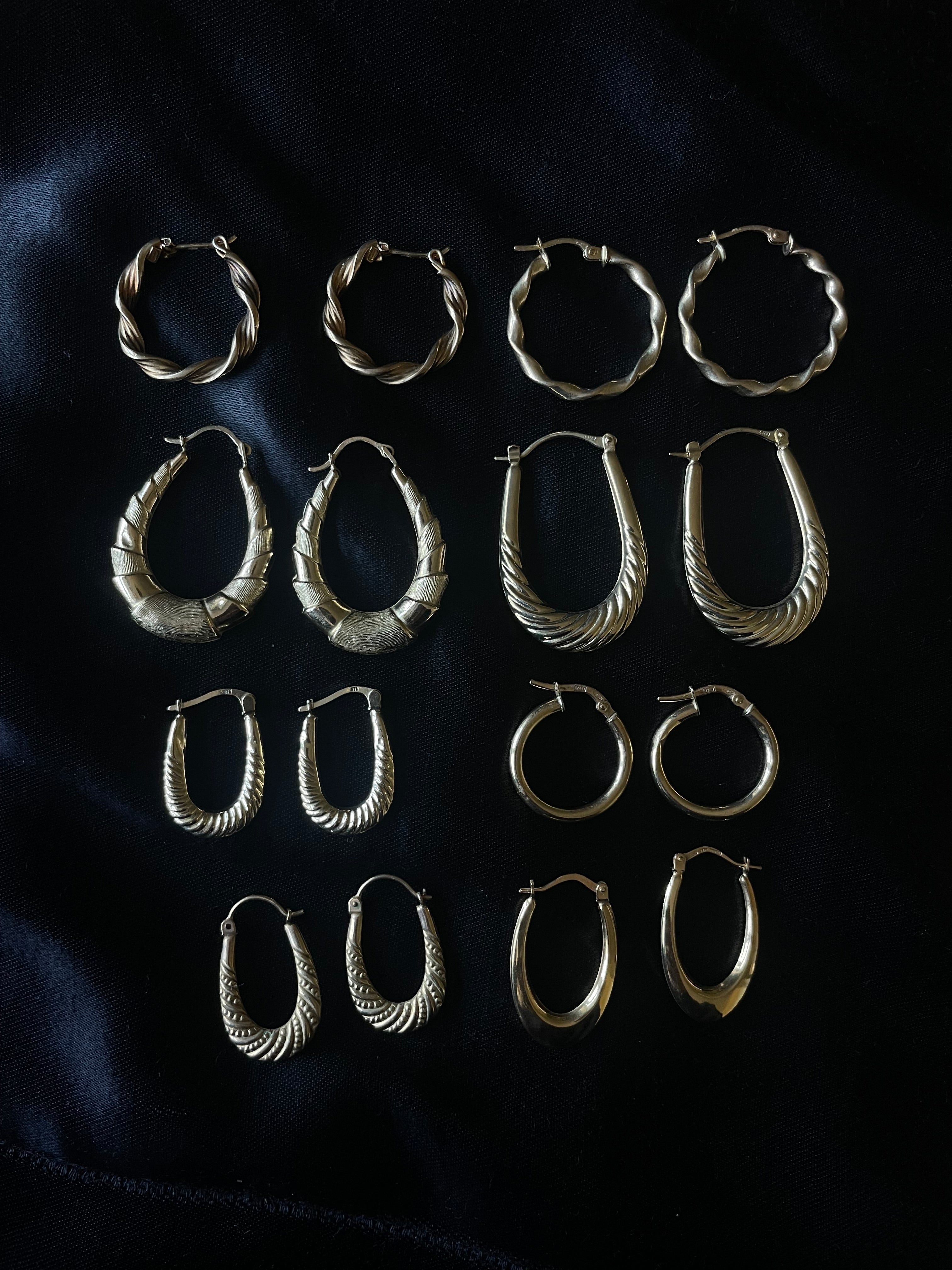 Vintage 9ct gold Twisted Teardrop Hoop Earrings