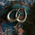 Vintage Sterling Silver Chunky Hoop Earrings (925)