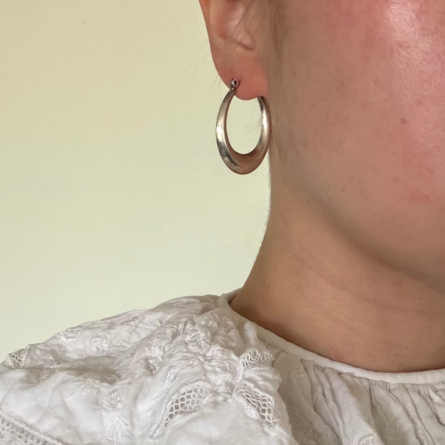 Vintage Sterling Silver Chunky Hoop Earrings (925)