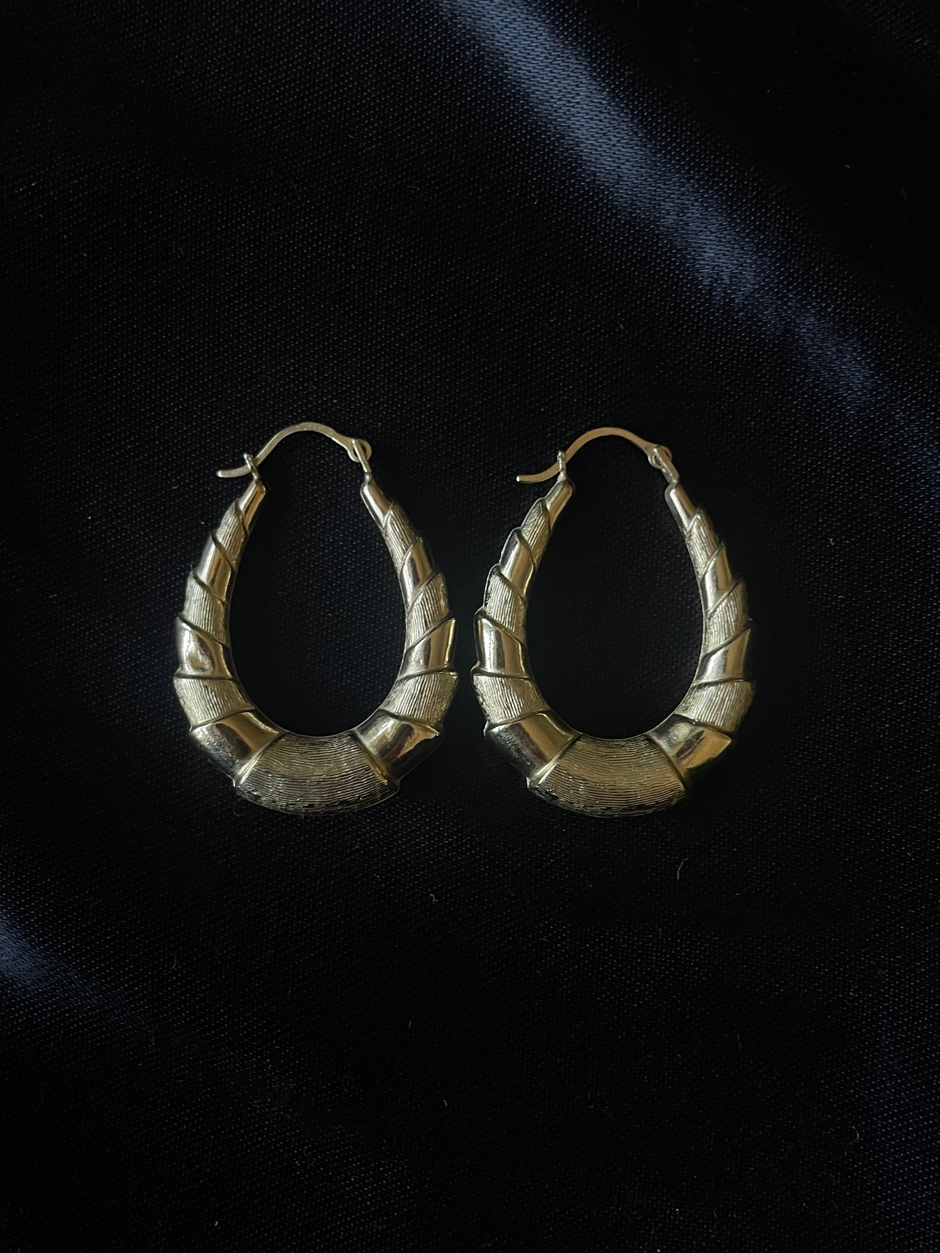 Vintage 9ct gold Bamboo-Style Hoop Earrings