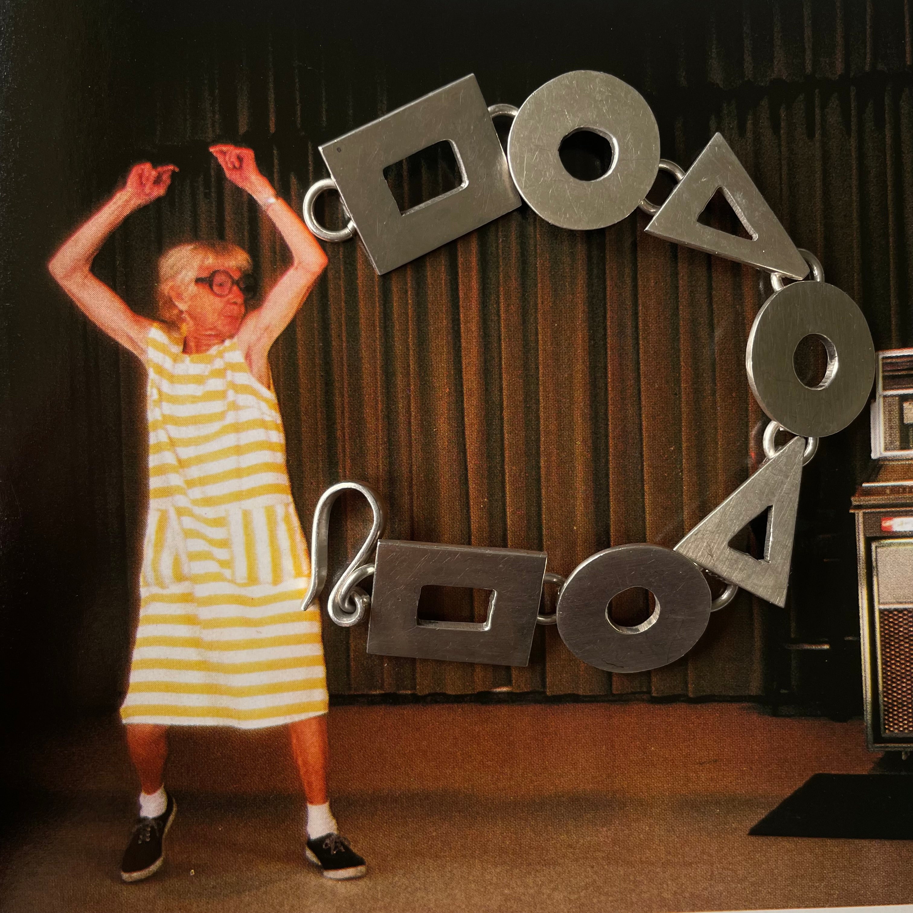 vintage mexican sterling silver geometric link bracelet – 925