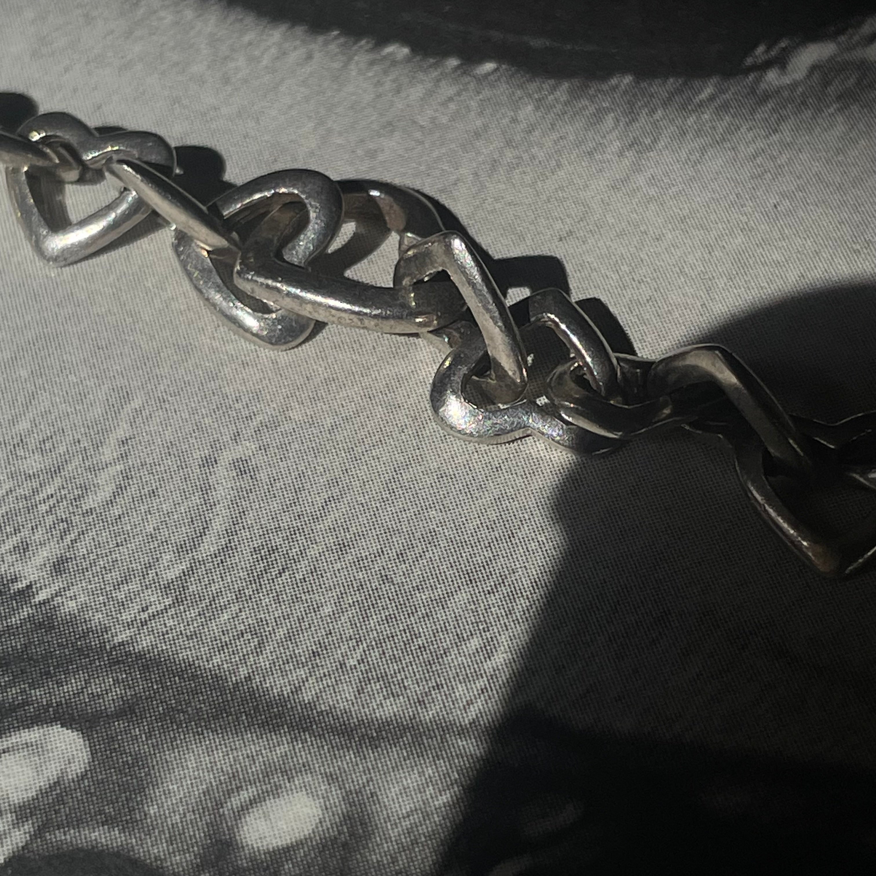 Vintage Silver 925 Chunky Heart Link Bracelet