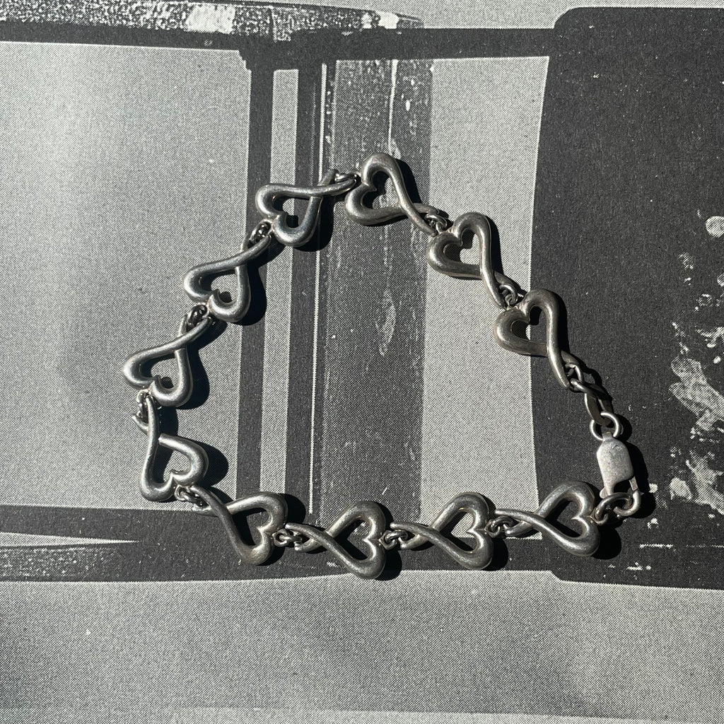 Vintage Silver 925 Open Heart Link Bracelet