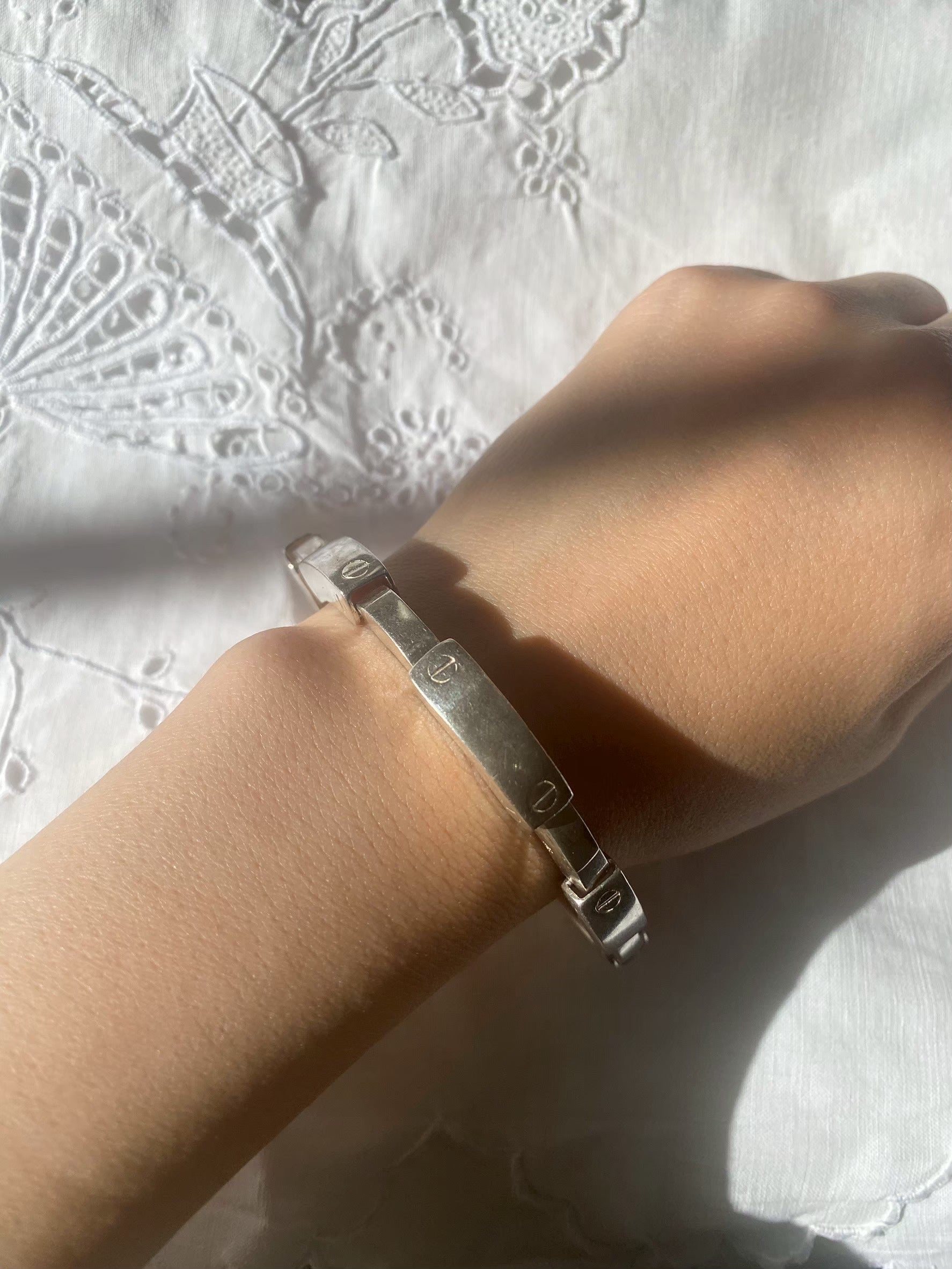 Silver 925 Chunky Bar Bracelet