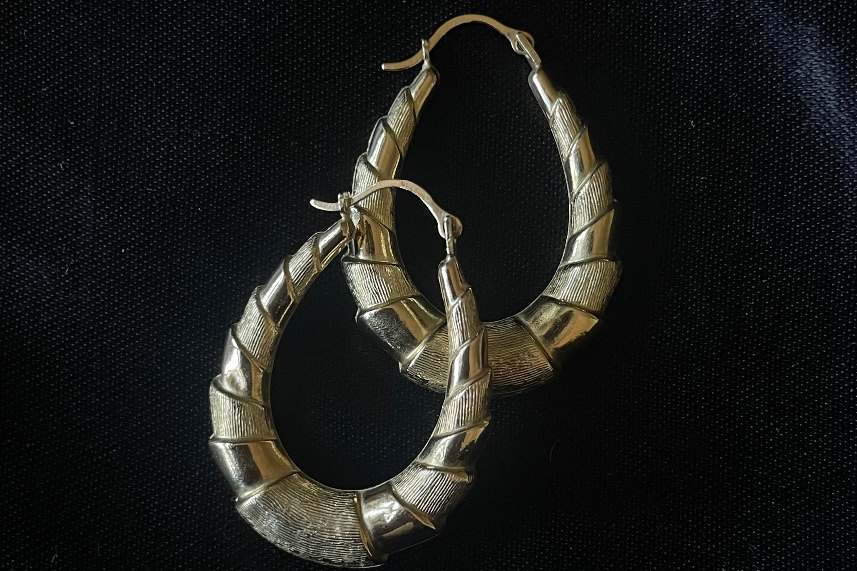 Vintage 9ct gold Bamboo-Style Hoop Earrings