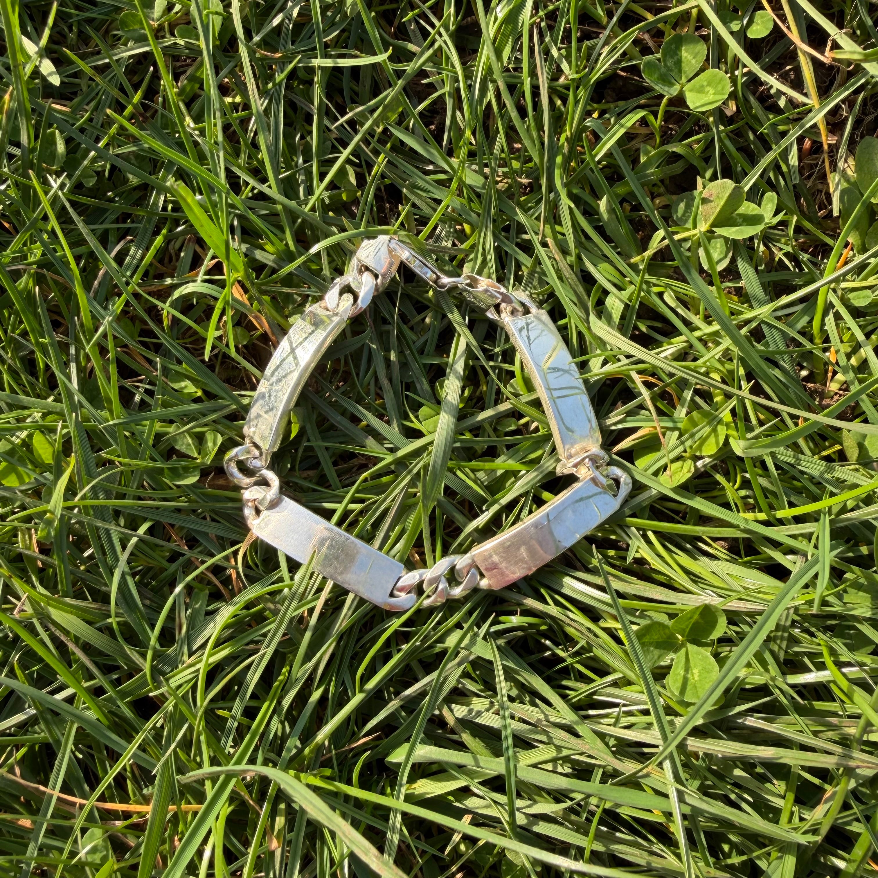 Silver 925 ID Bracelet with 4 ID Tags