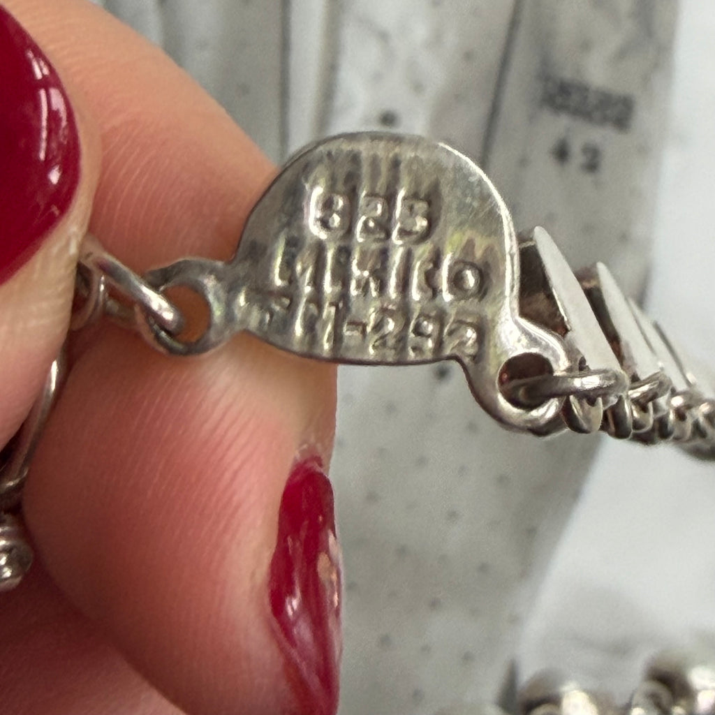 vintage mexico 925 sterling silver freshwater pearl station necklace (toggle clasp)