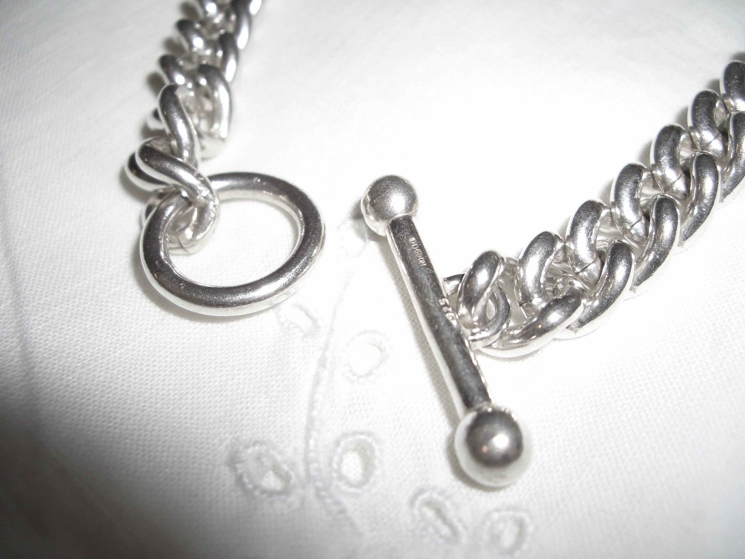 Silver 925 CZ Toggle Chain Bracelet