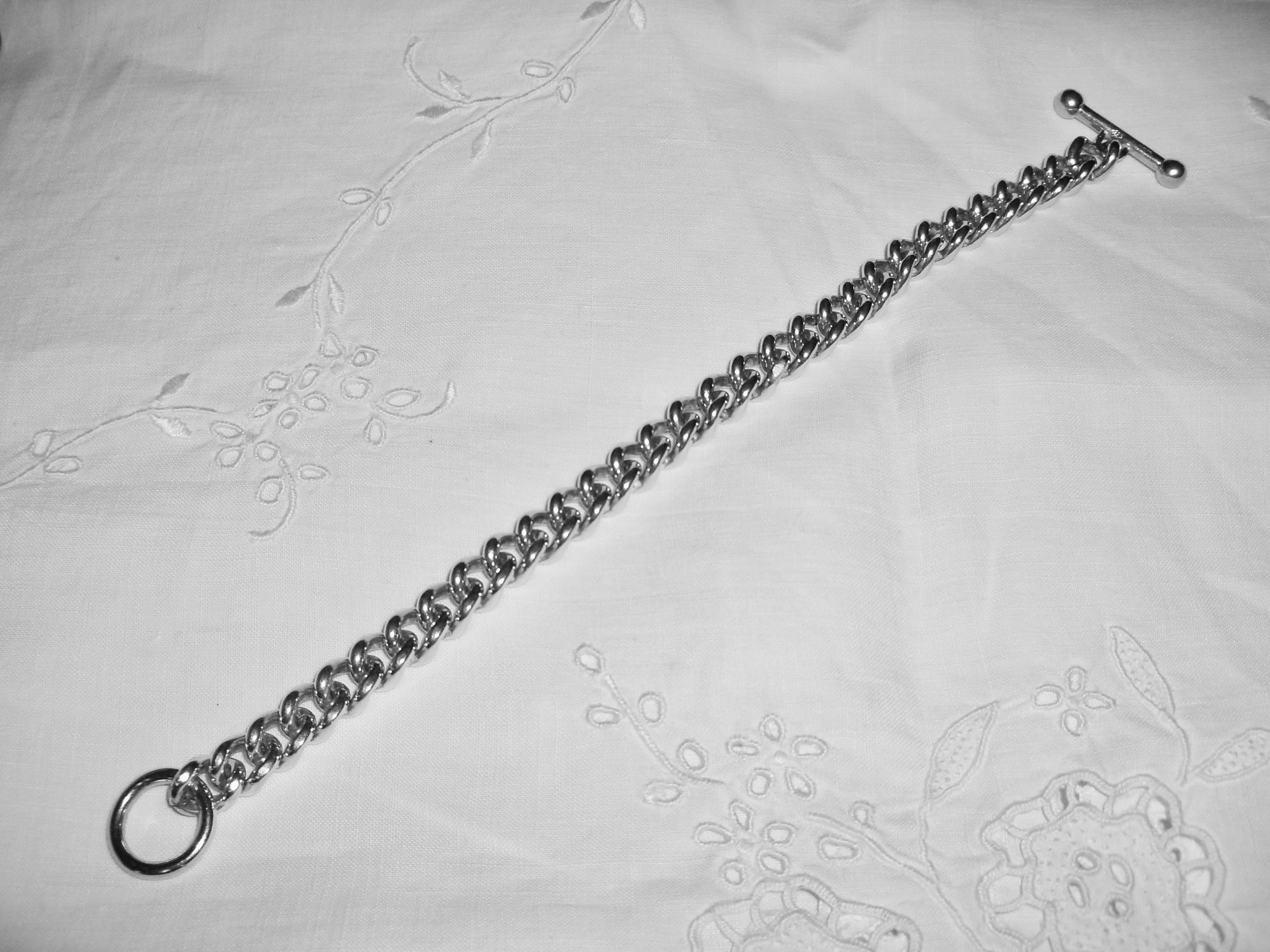 Silver 925 CZ Toggle Chain Bracelet