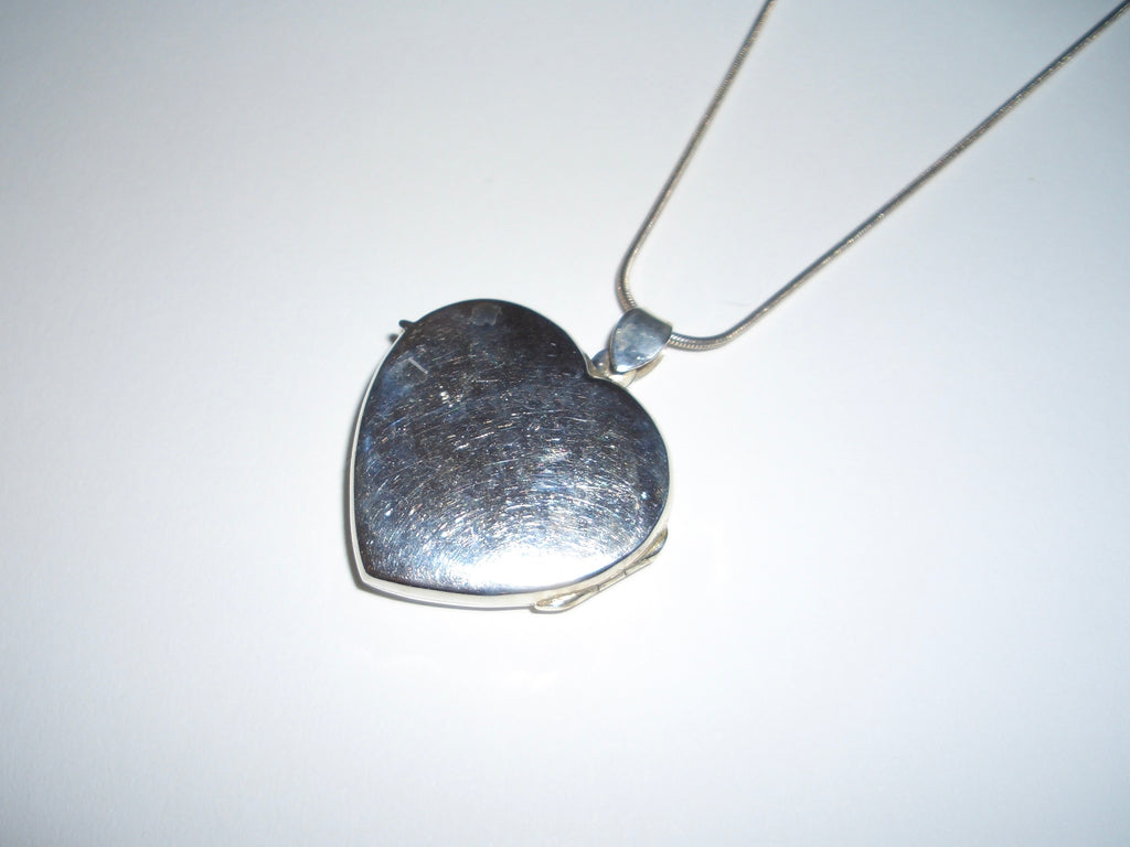 Silver 925 Large Heart Locket Pendant Necklace