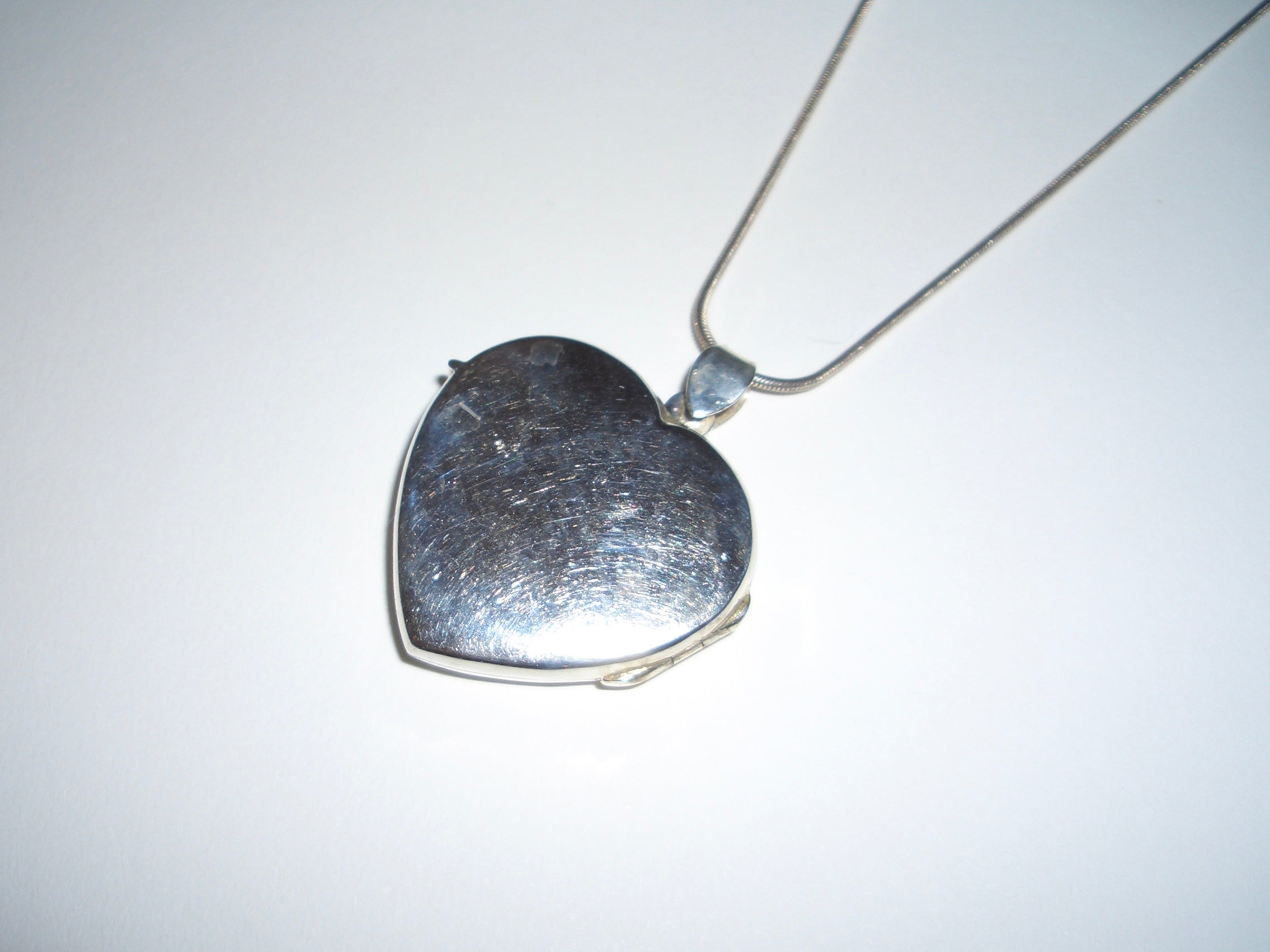 Silver 925 Large Heart Locket Pendant Necklace