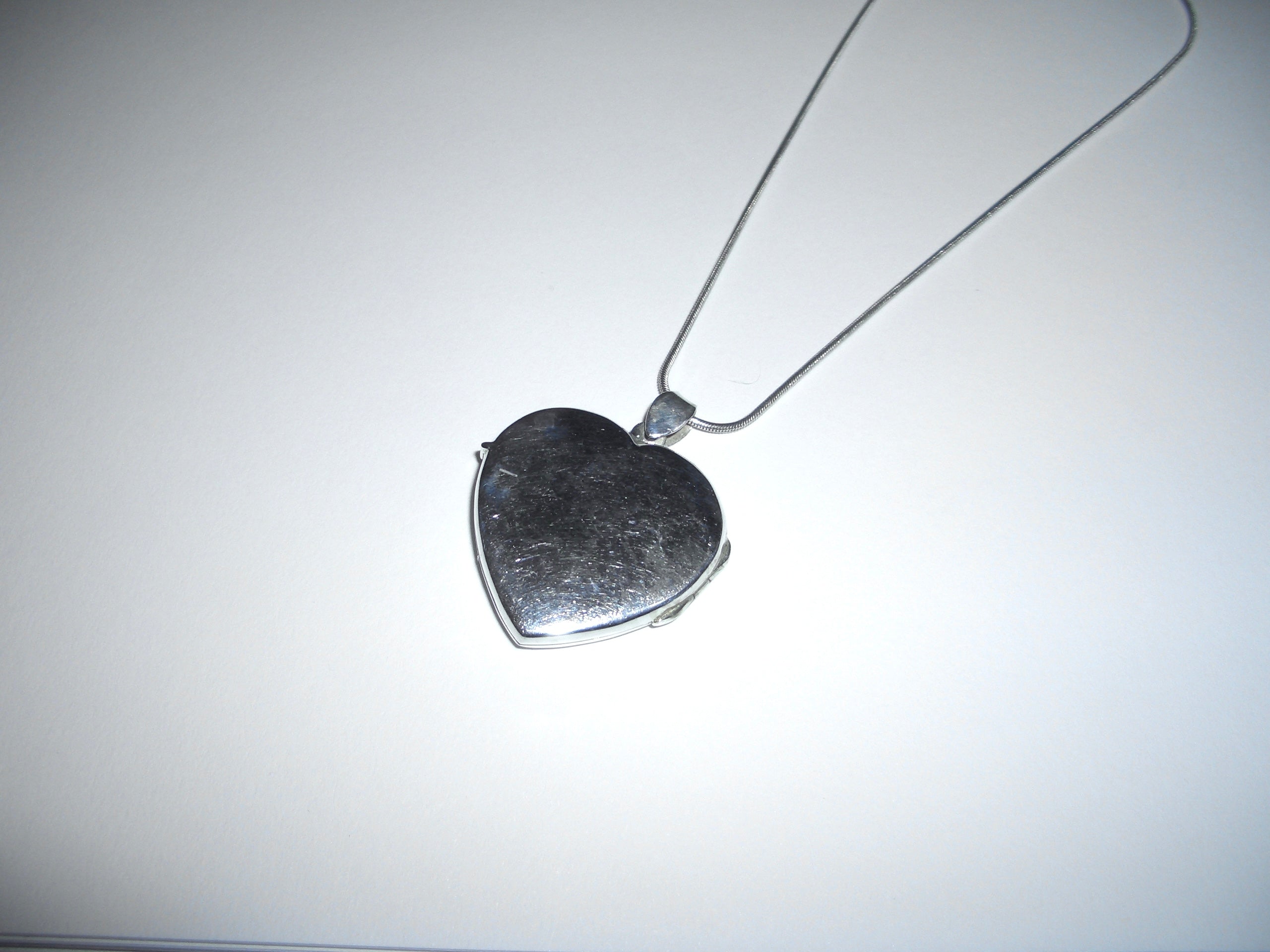 Silver 925 Large Heart Locket Pendant Necklace