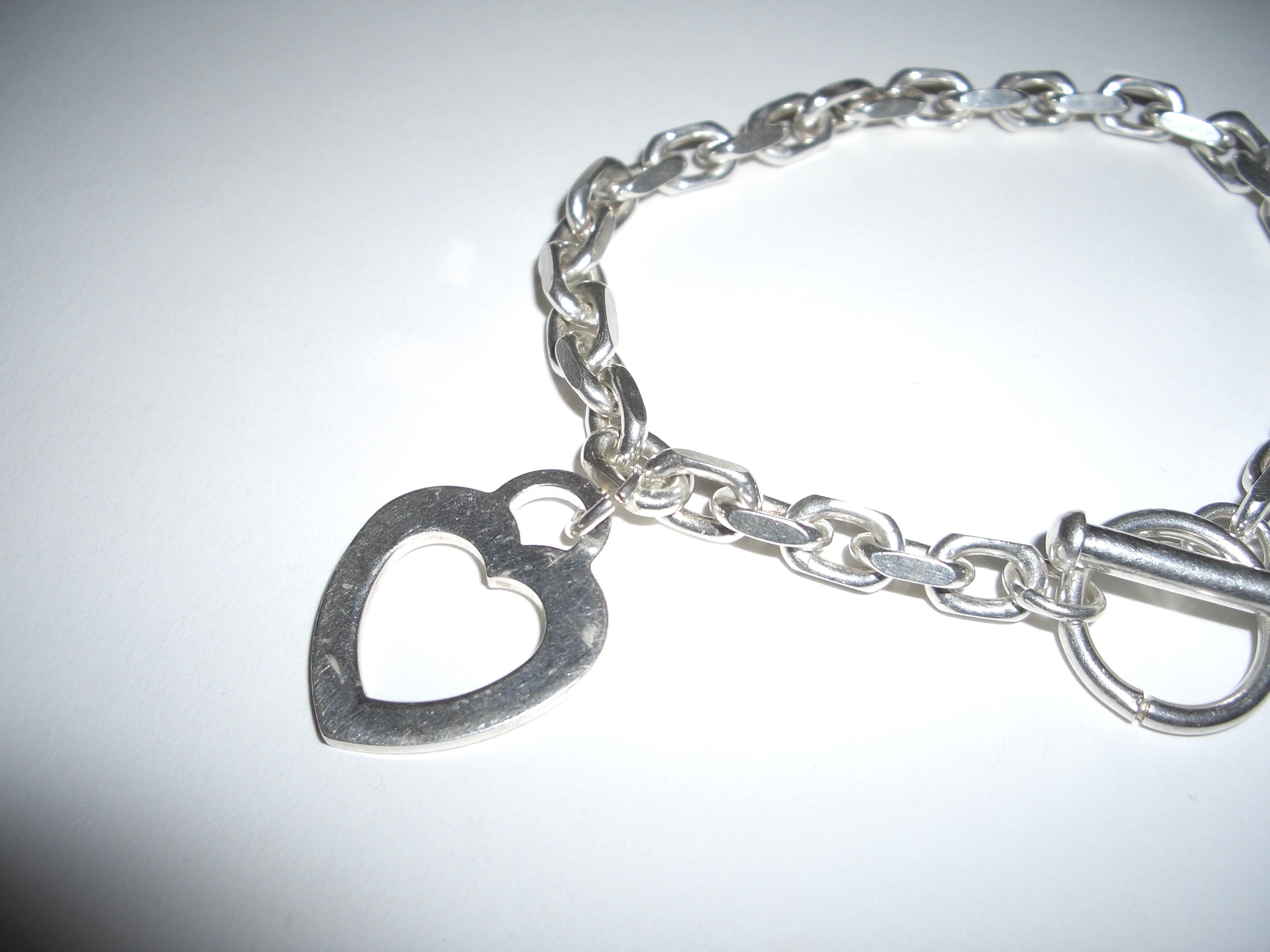 Silver 925 Flat Heart Charm Bracelet