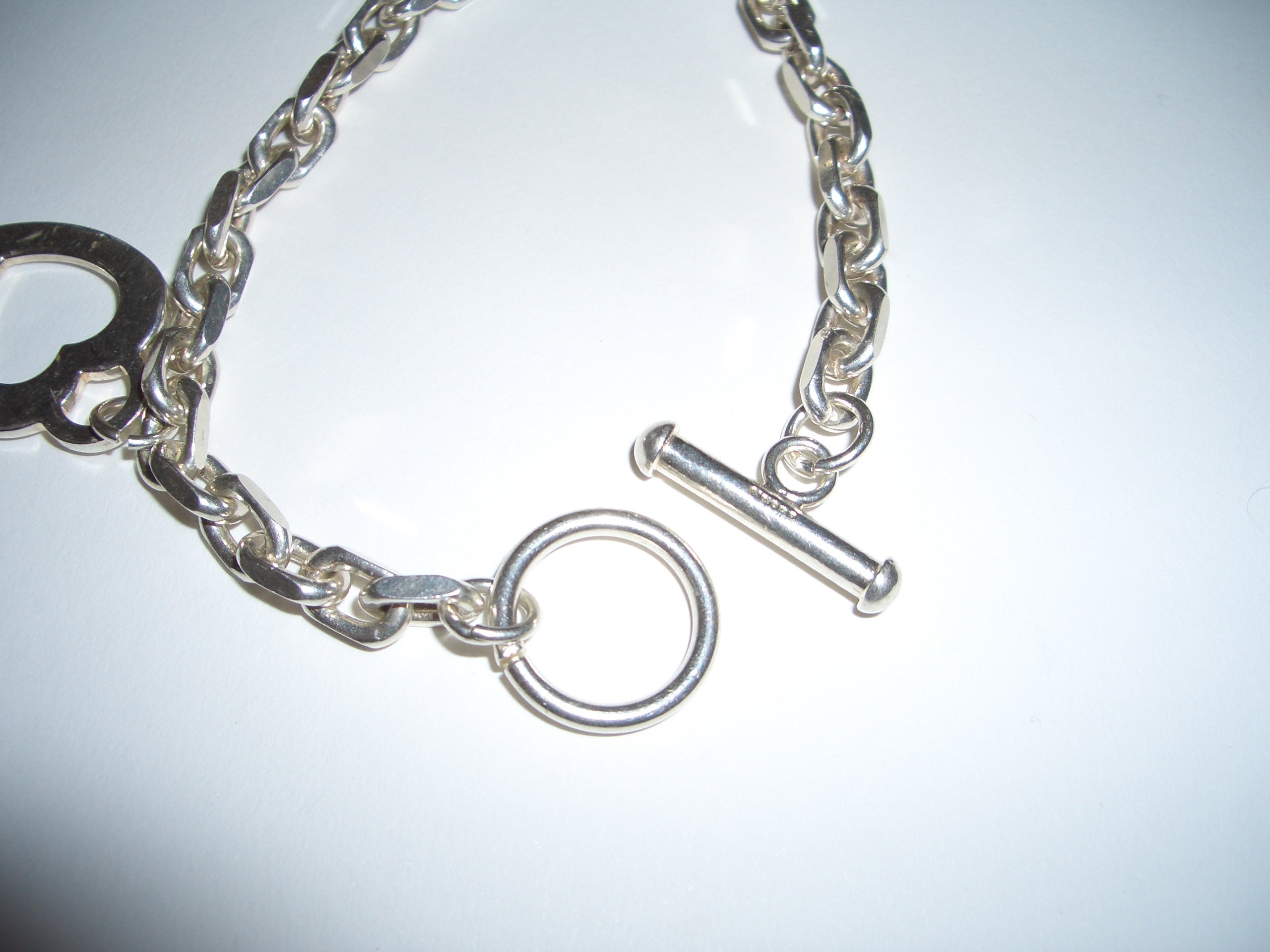 Silver 925 Flat Heart Charm Bracelet