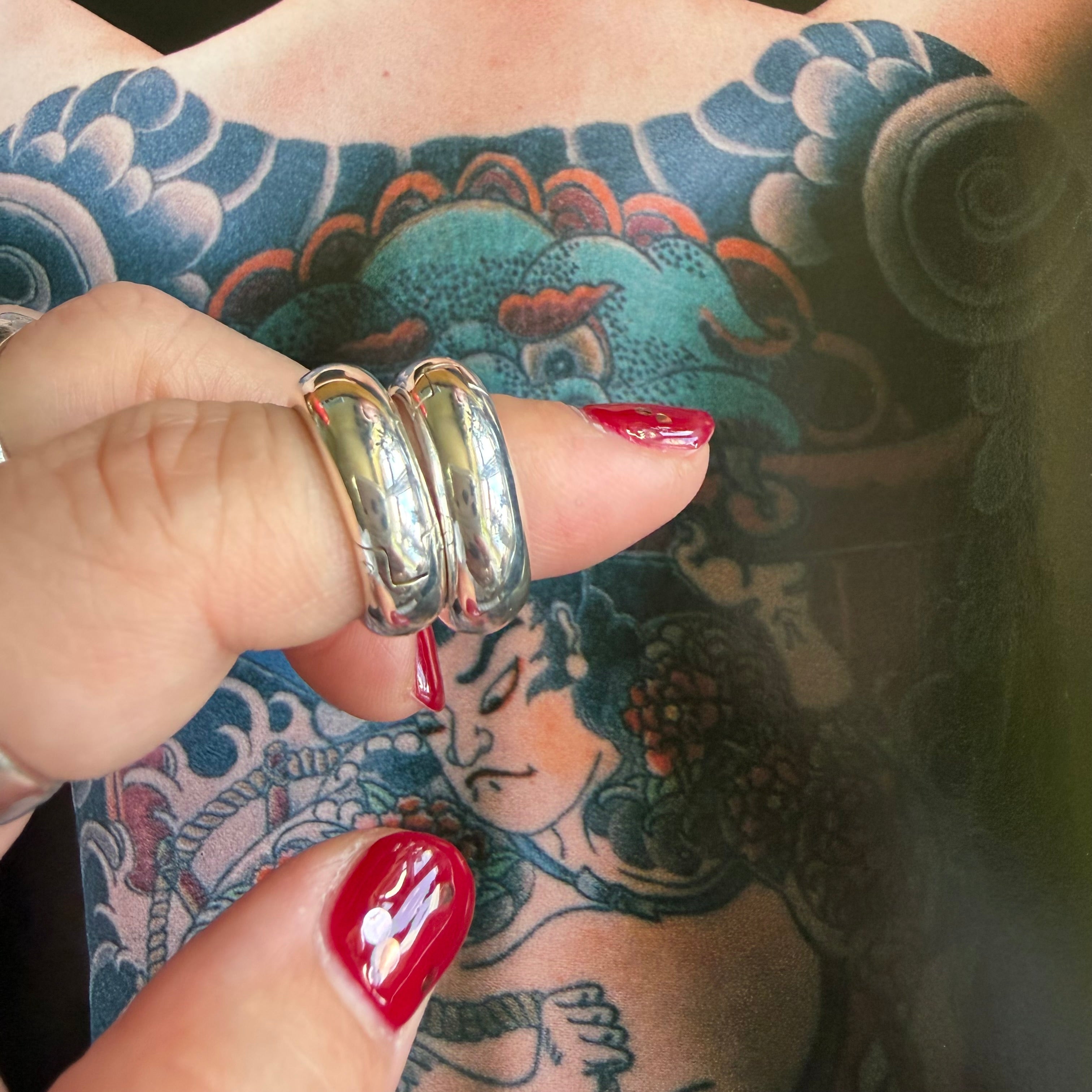 Vintage Sterling Silver Huggie Hoop Earrings (925)