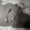 Vintage Silver 925 Puffy Heart Chain Bracelet
