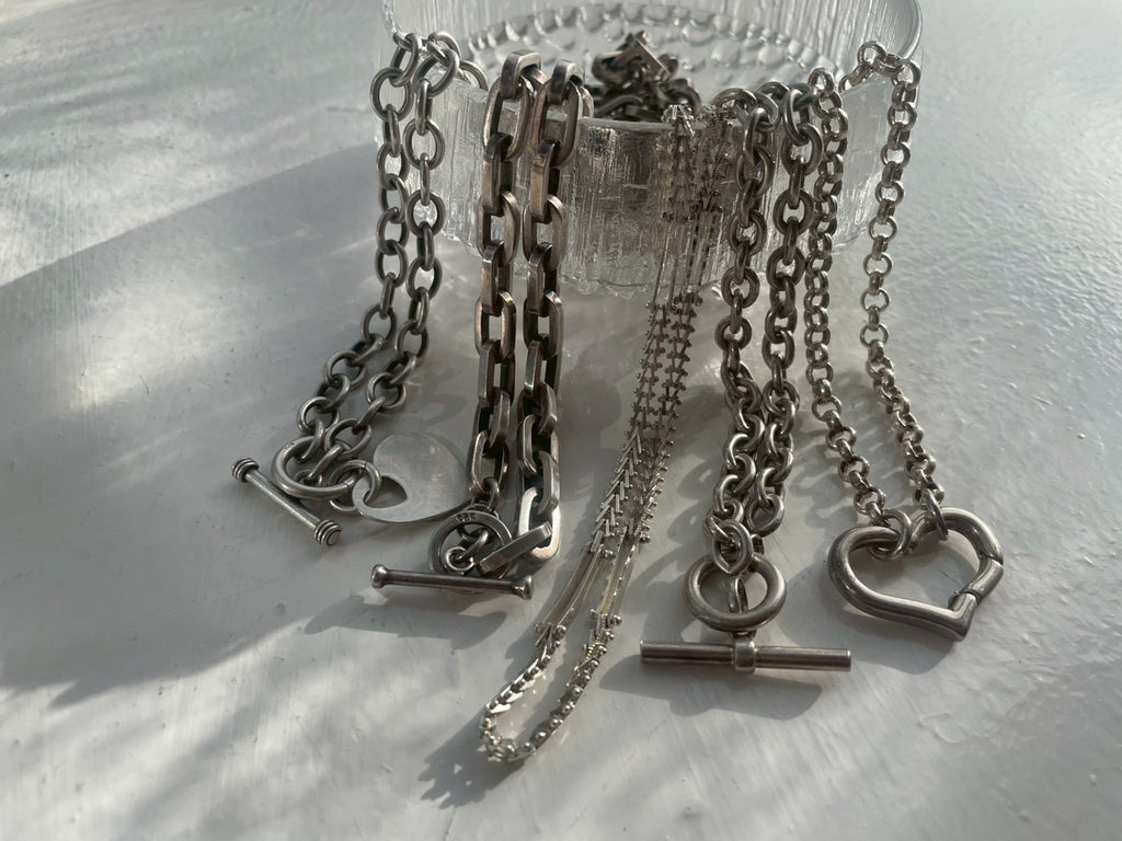 Vintage British Silver 925 T-bar Chain Necklace