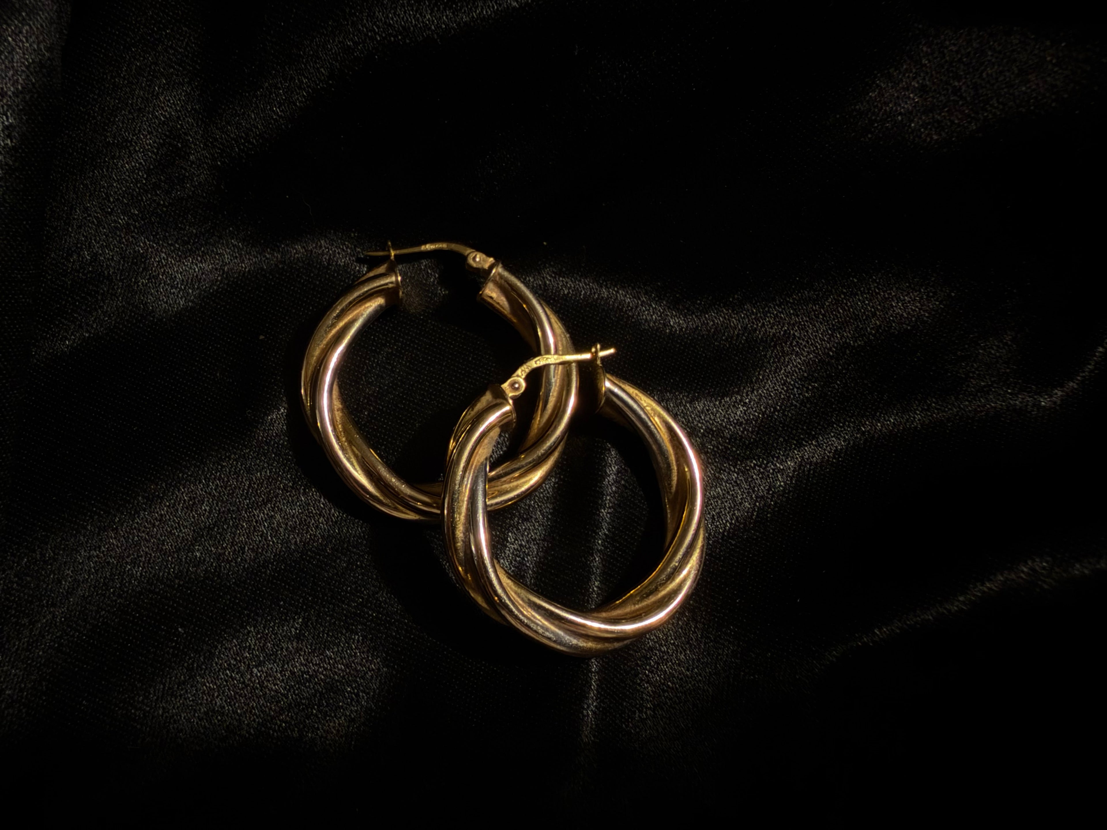 Vintage 9ct Gold Double Layer Hoop Earrings