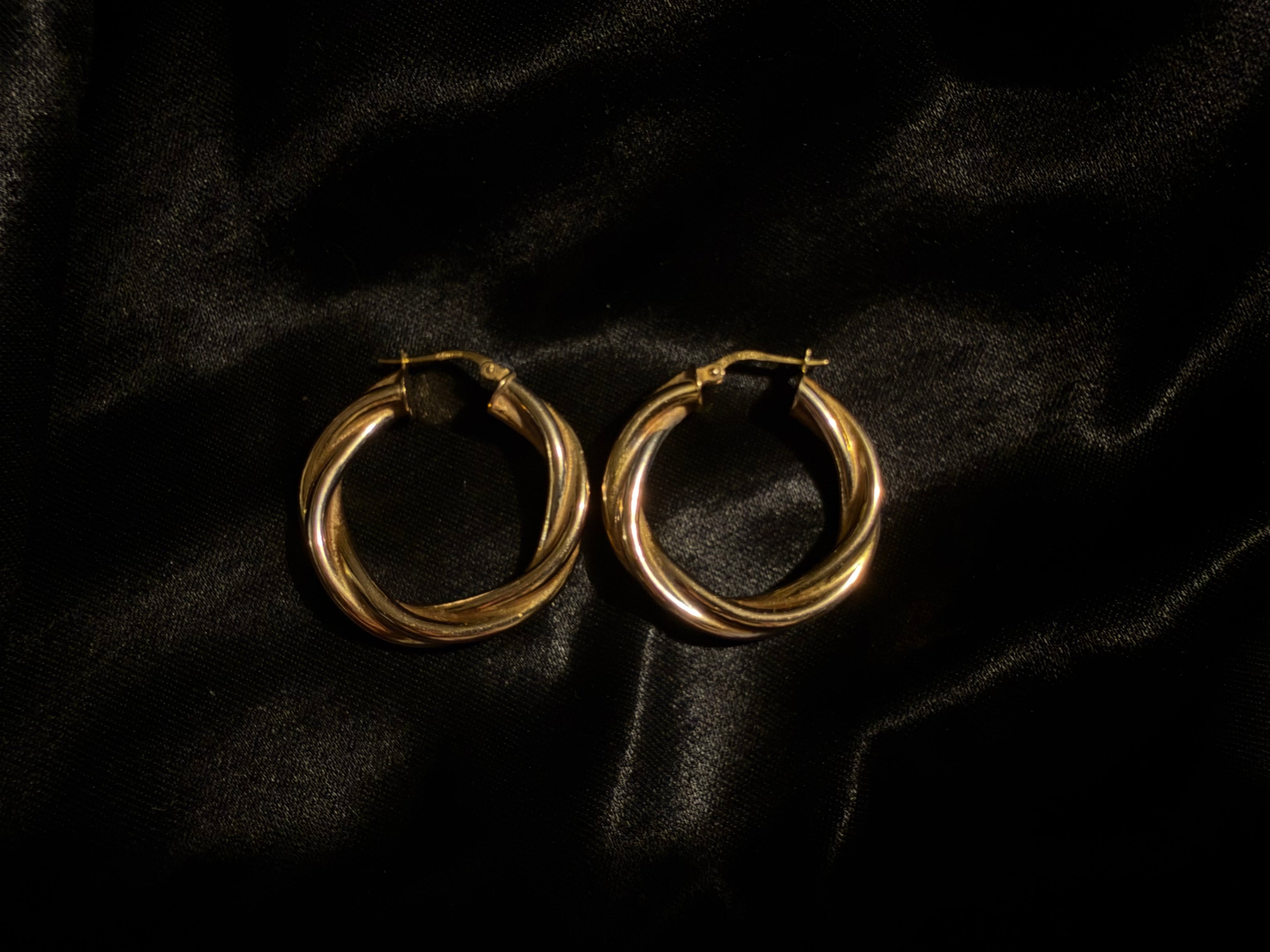 Vintage 9ct Gold Double Layer Hoop Earrings