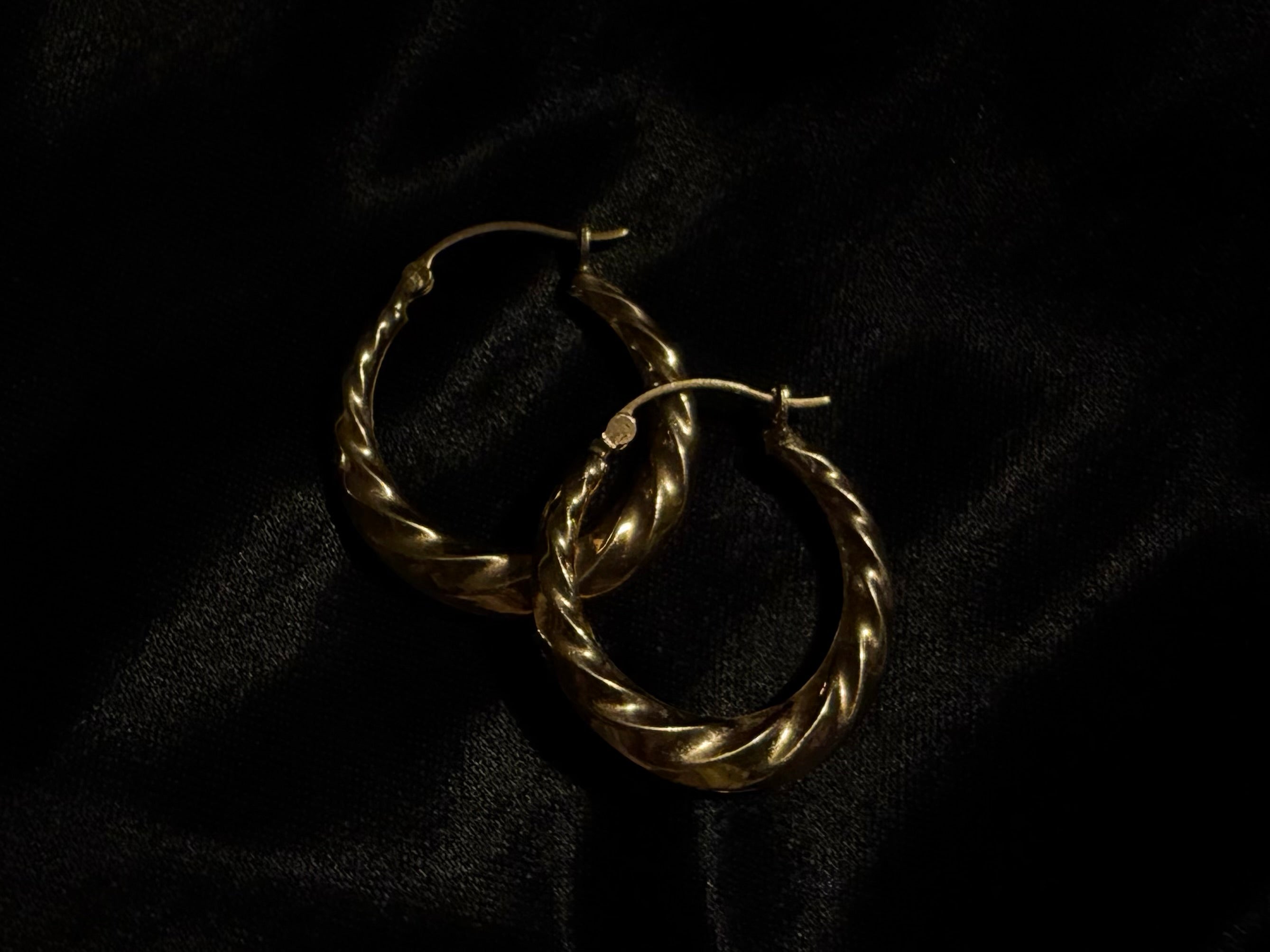 Vintage 9ct Gold Twisted Hoop Earrings