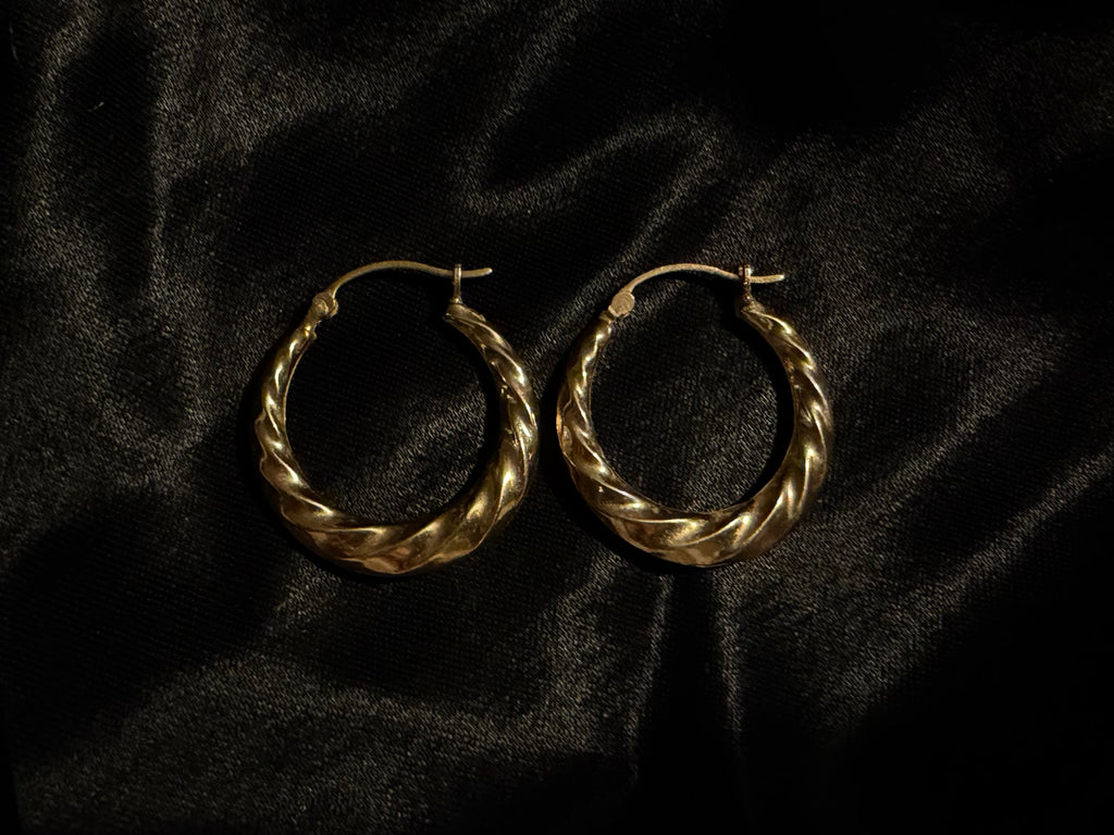 Vintage 9ct Gold Twisted Hoop Earrings