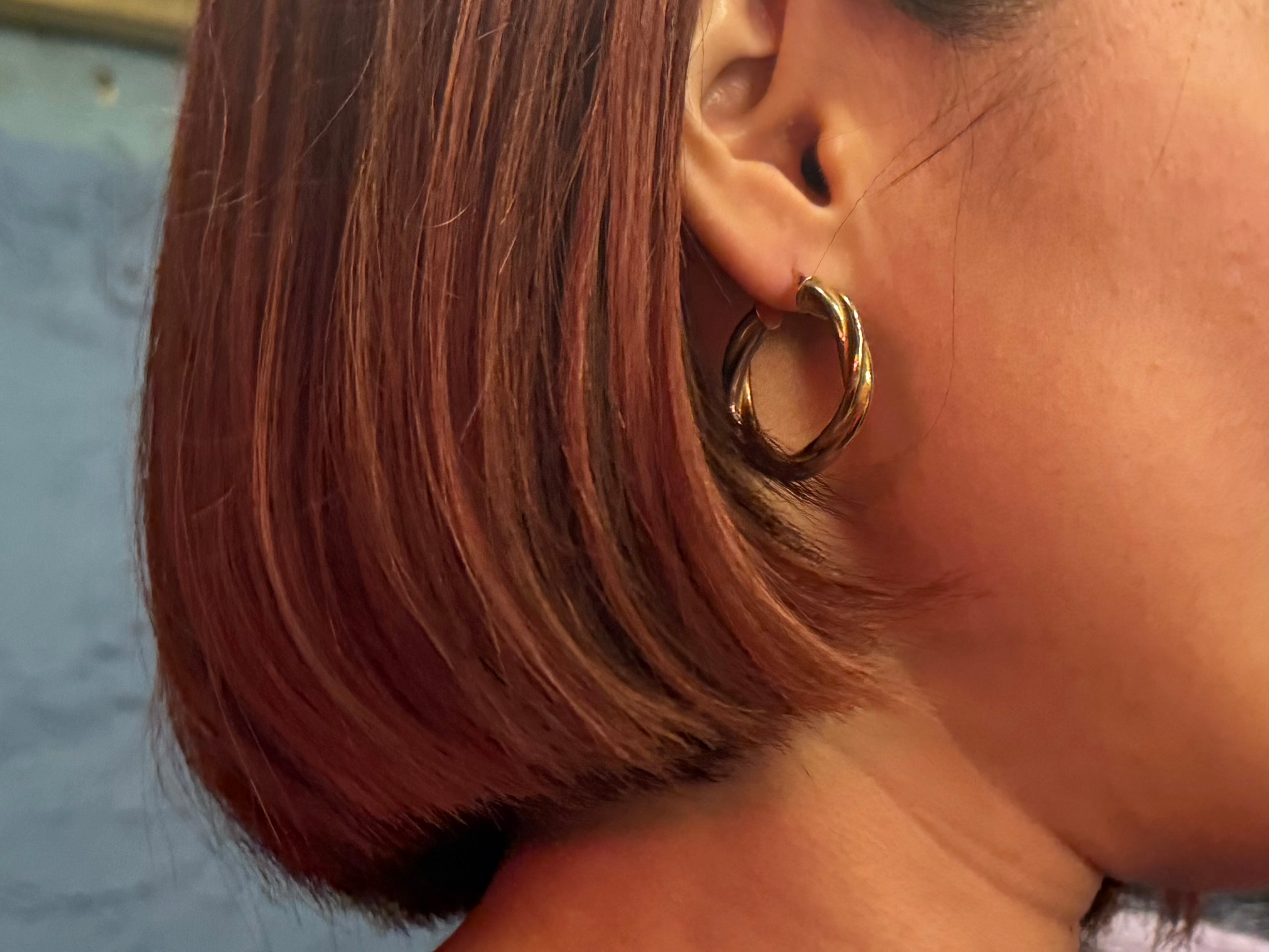 Vintage 9ct Gold Double Layer Hoop Earrings