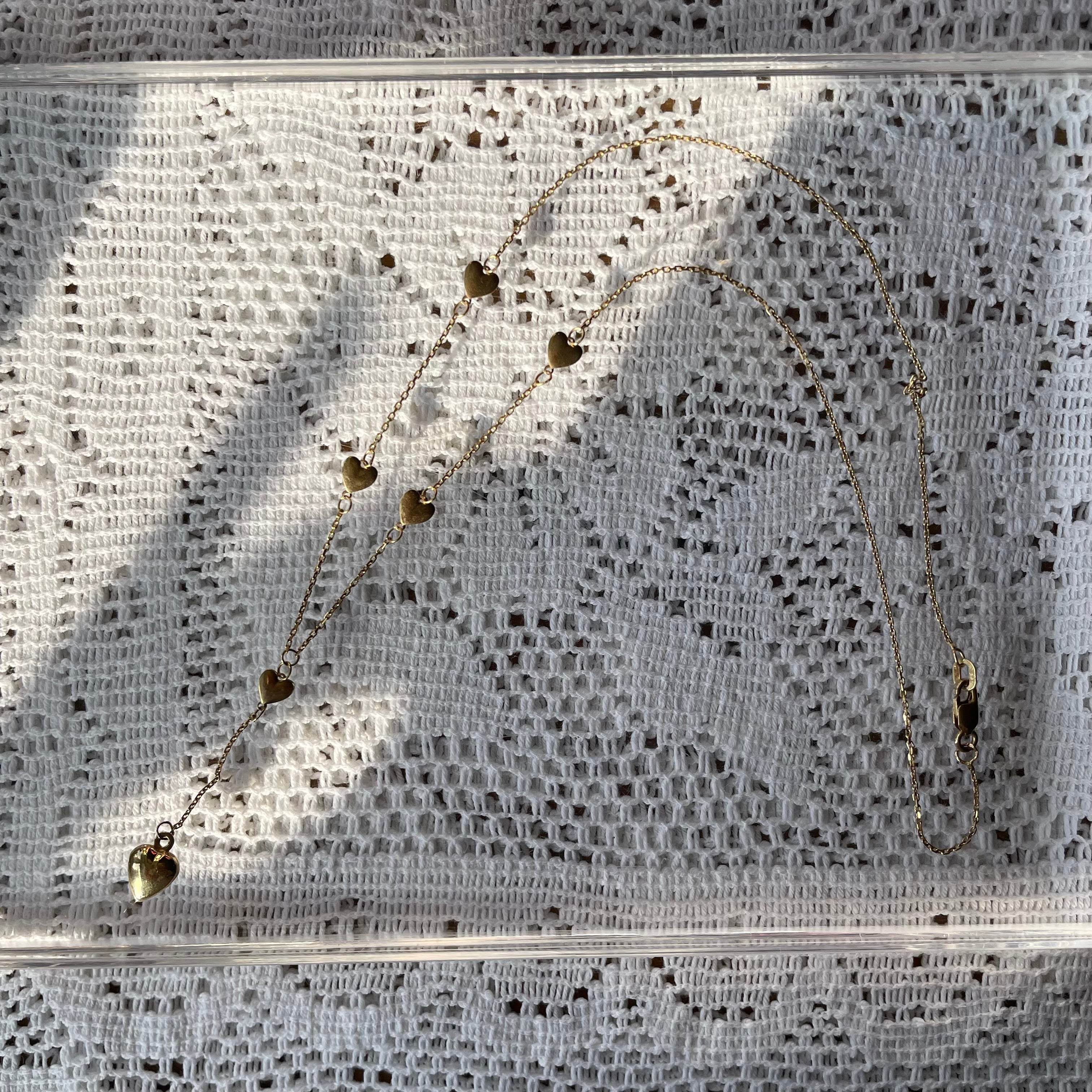 Vintage 9ct Gold Heart Drop Necklace