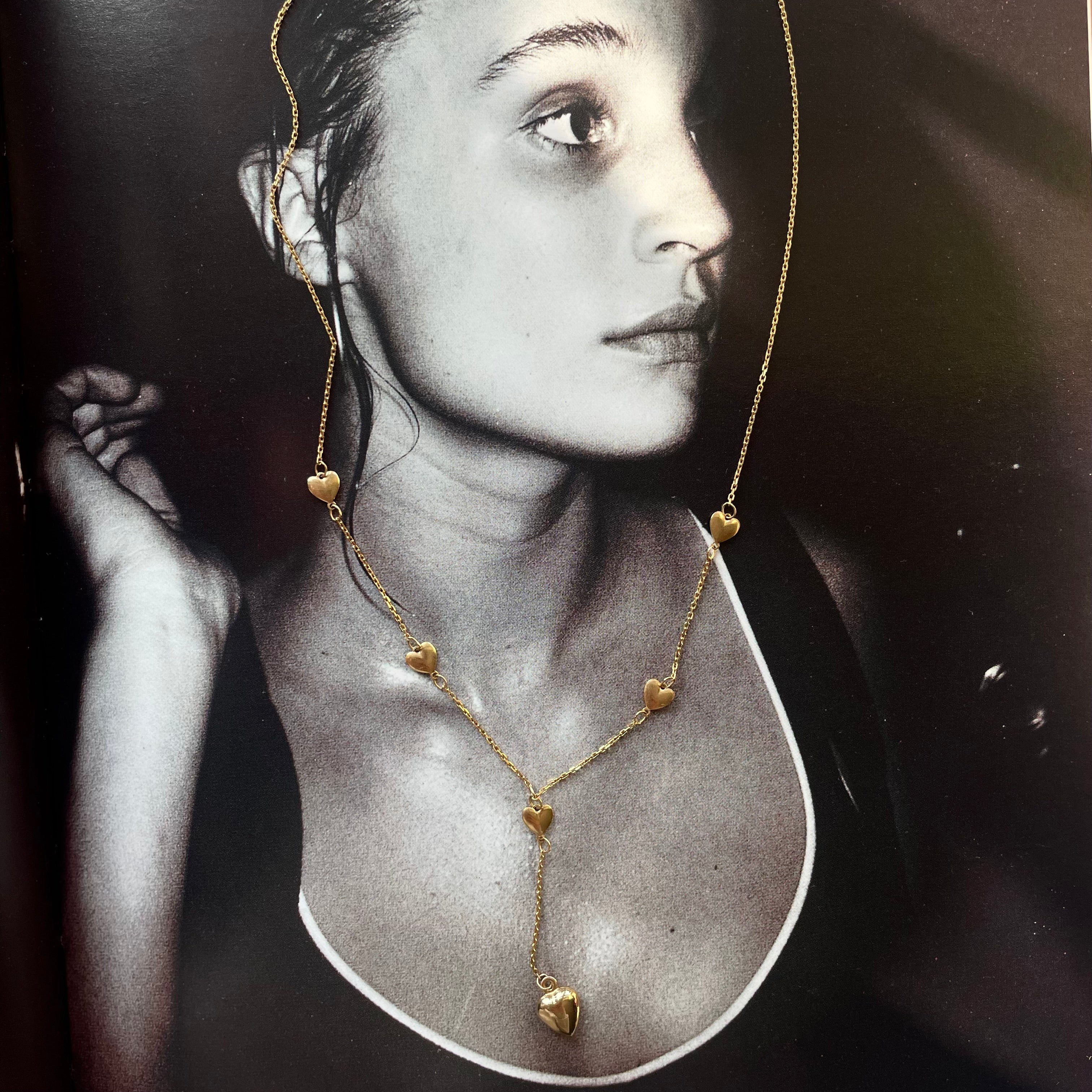 Vintage 9ct Gold Heart Drop Necklace