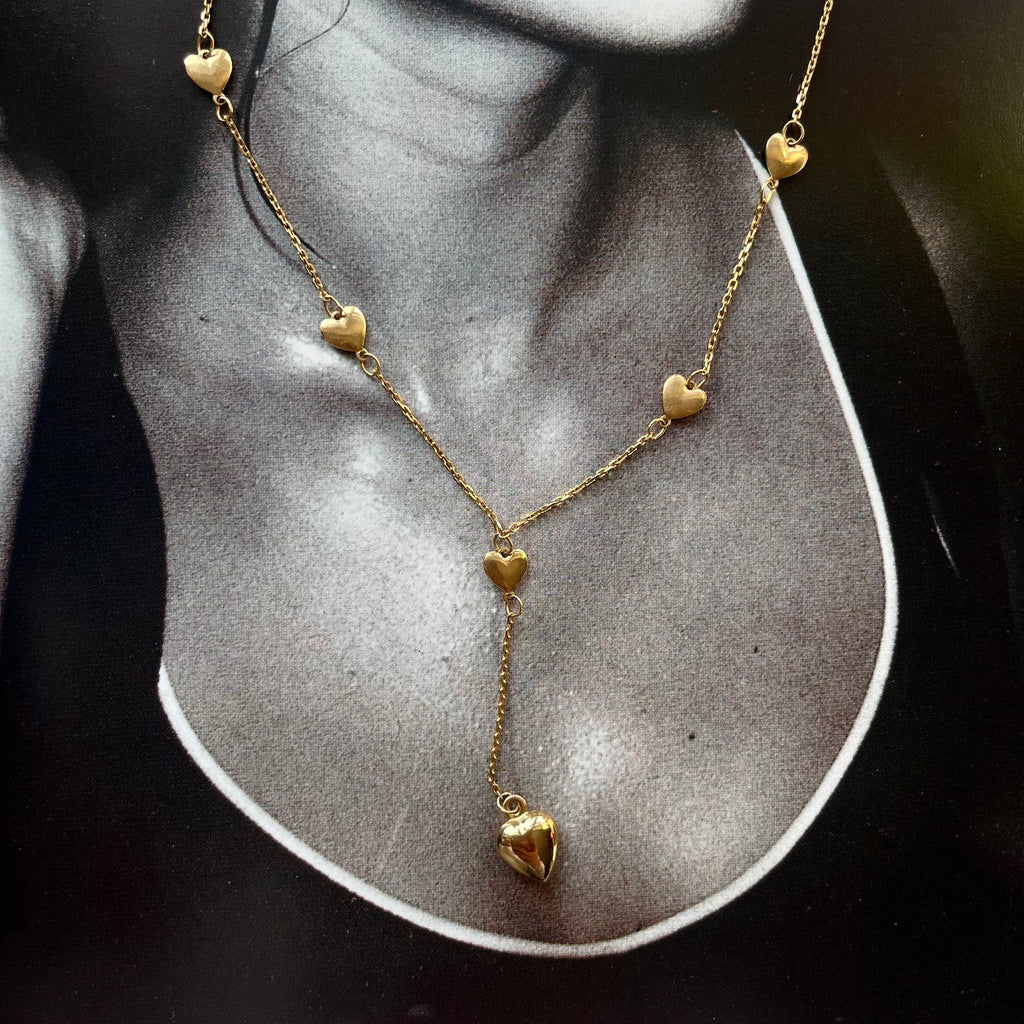 Vintage 9ct Gold Heart Drop Necklace