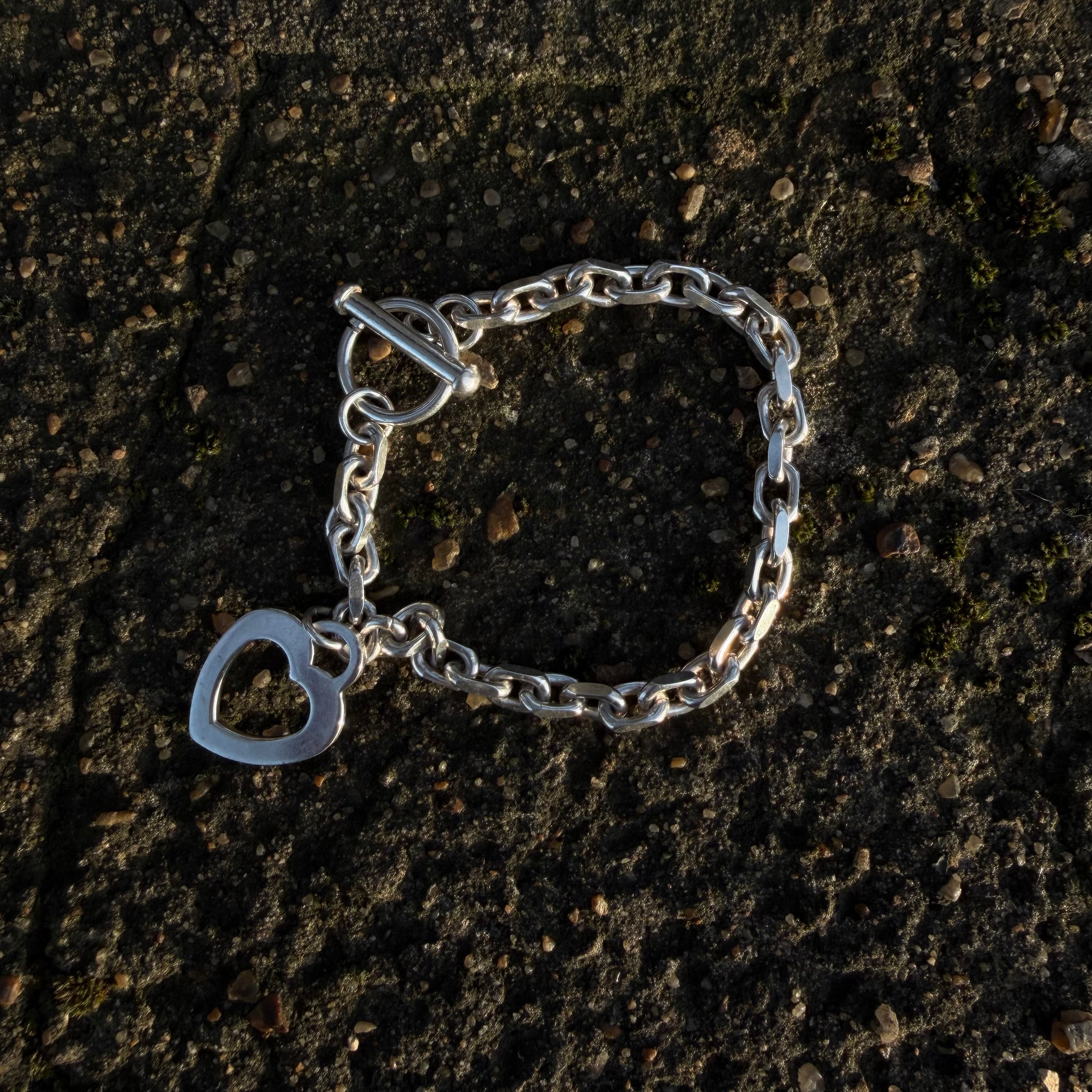 Silver 925 Flat Heart Charm Bracelet